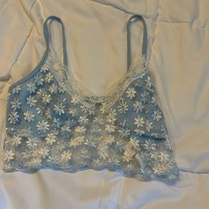 Mesh flower crop top